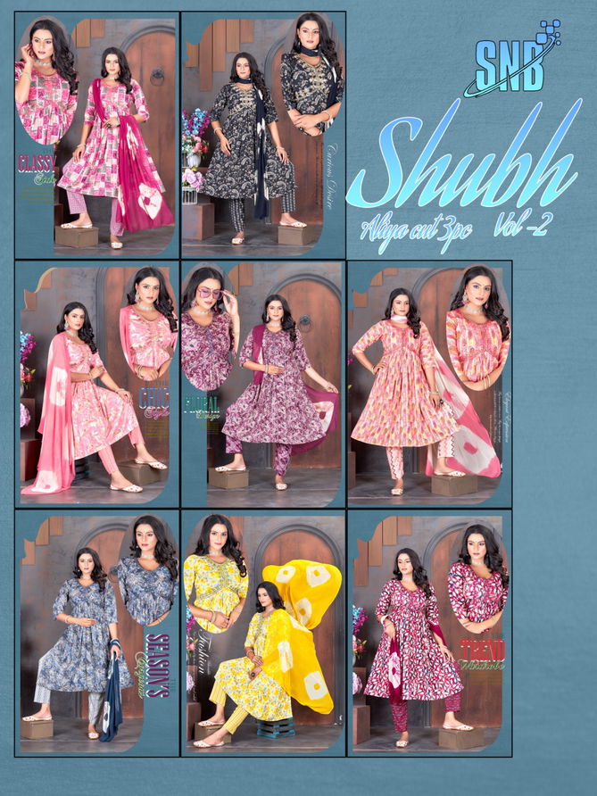 Shubh Vol 2 By Snb Alia Cut Rayon Printed Kurti With Bottom Dupatta Wholesale Shop In Surat
